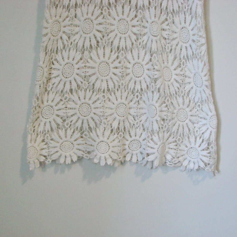 Forever 21 White Floral Crochet Lace Bathing Suit Bikini Cover Up Daisy Medium - Picture 14 of 14